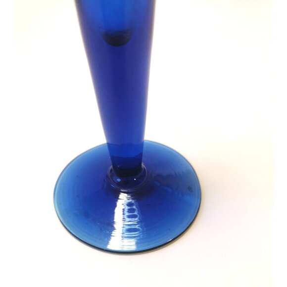 Pair of Vintage Cobalt Blue Vases- Glass Bud Vase Compact Botanical Vase Ceramic - Picture 6 of 7